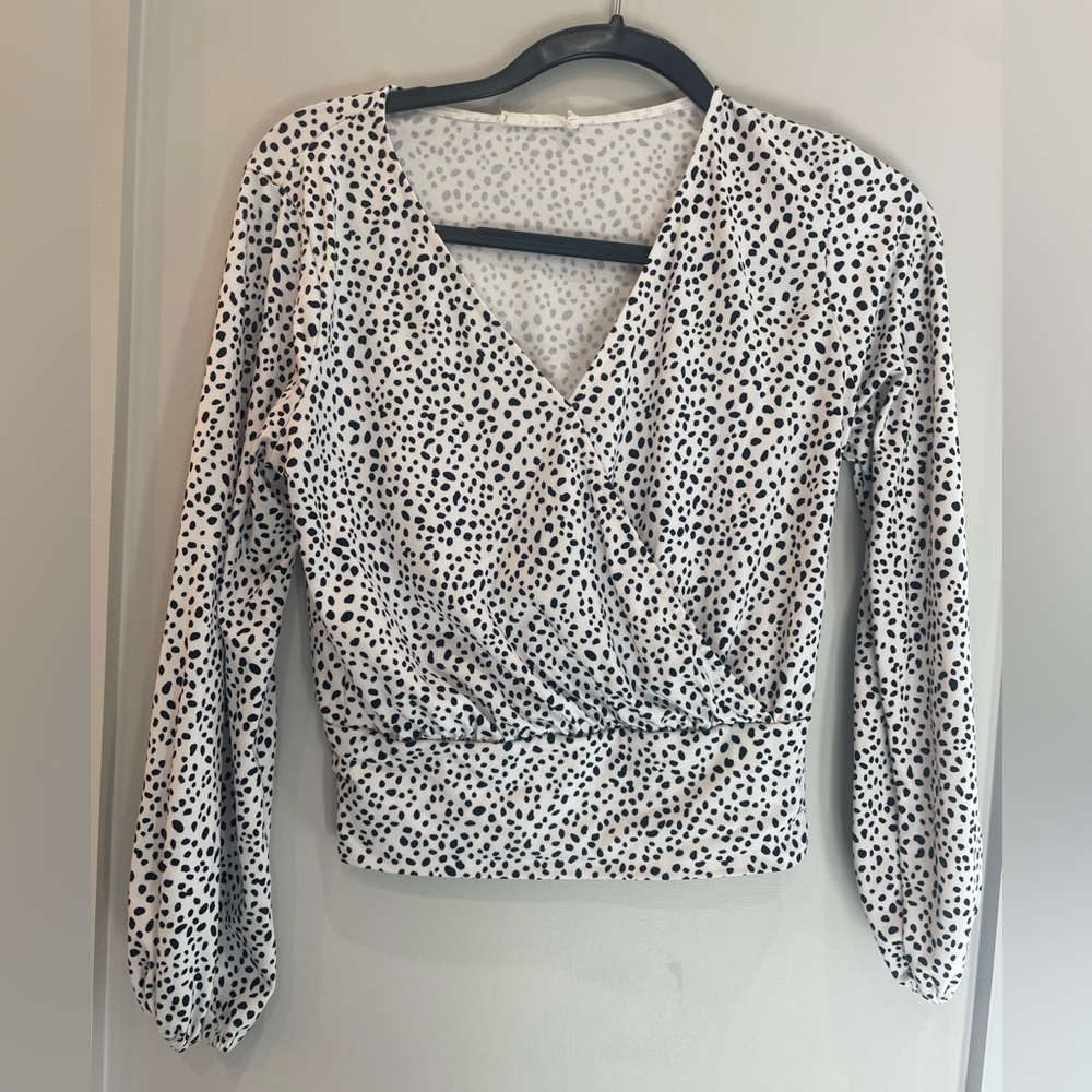 Lush Black and White Dotted Blouse